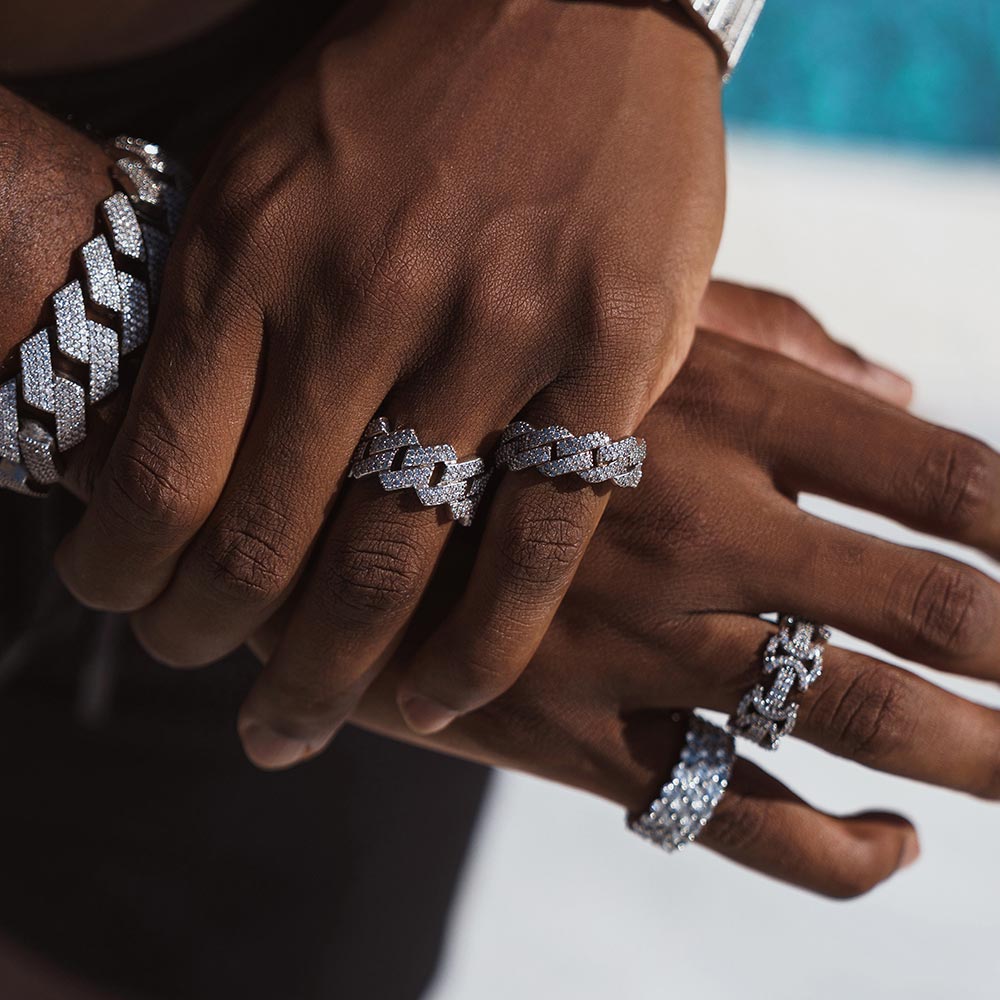 icecartel mens iced out cuban link ring model