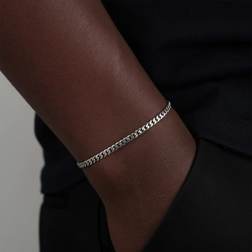 3MM Cuban Link Chain and Bracelet Bundle Silver