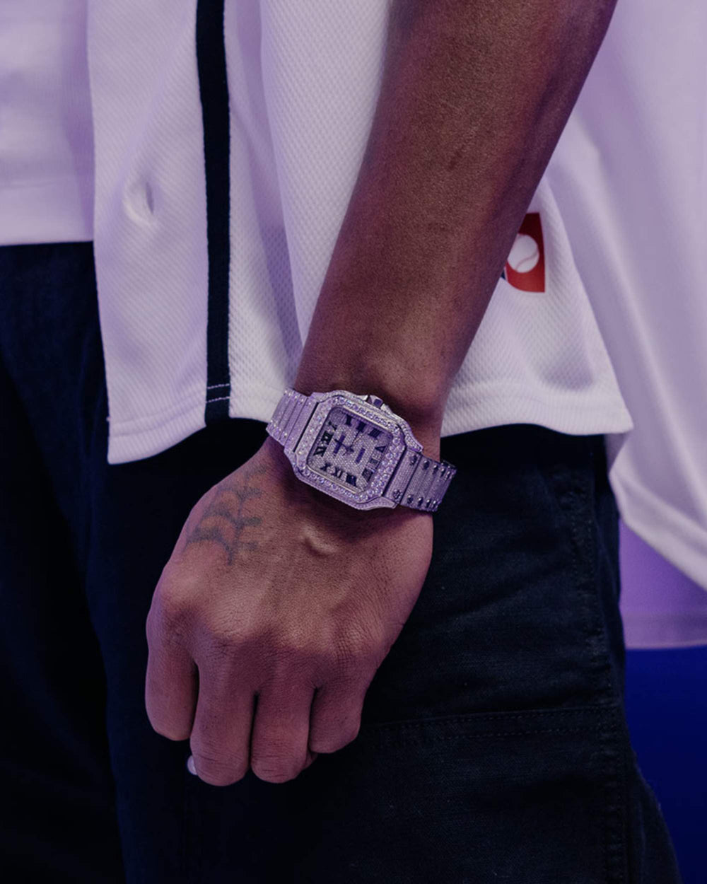 Men's VVS Moissanite Watch | 42MM | 16CT Bust Down | 14K White Gold