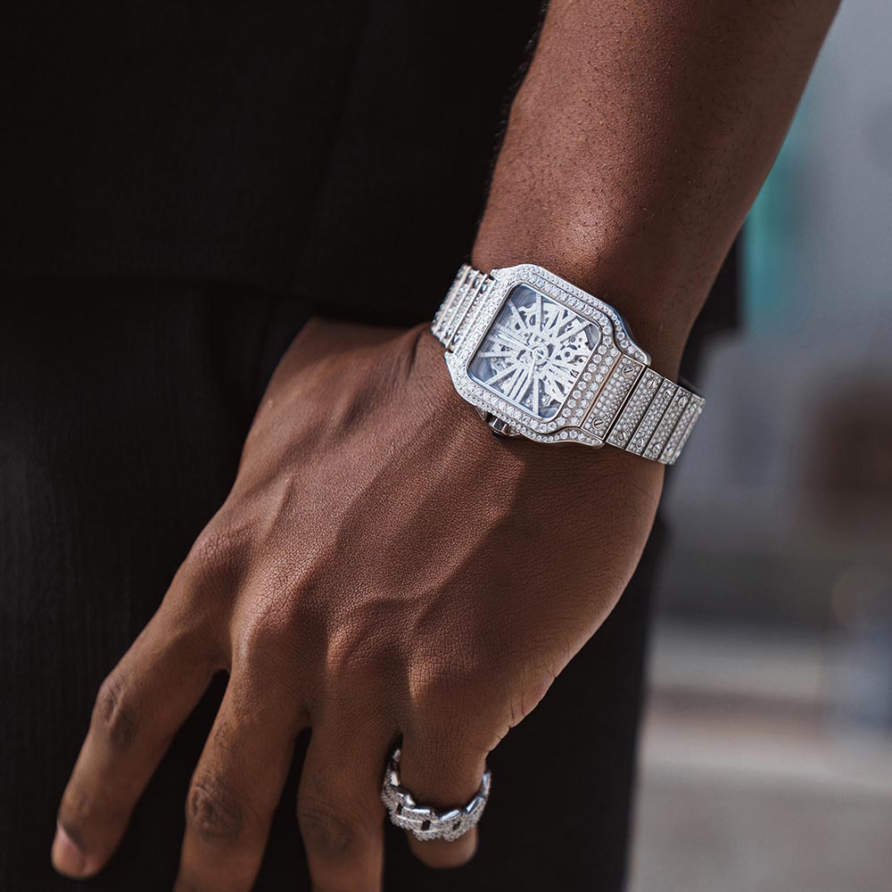 icecartel model skeleton moissanite diamond watch