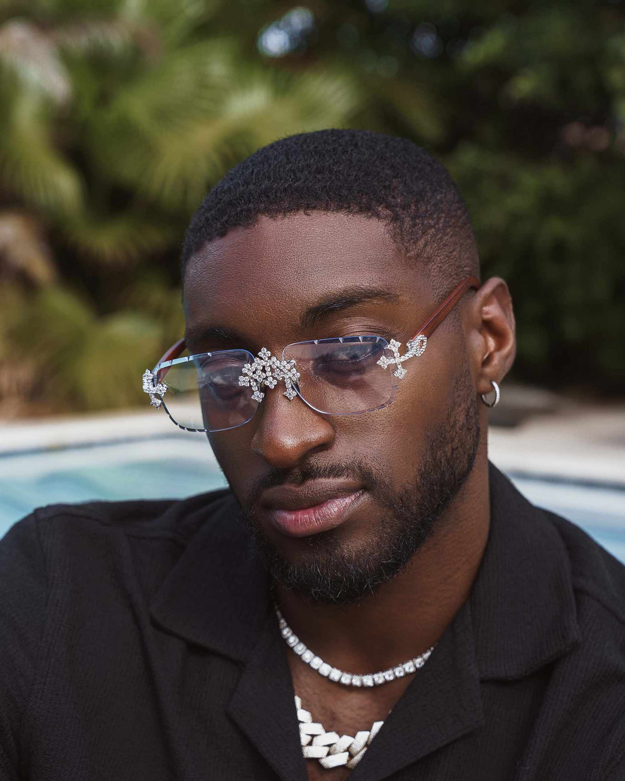 Moissanite Fleuree Cross Sunglasses 14K Gold