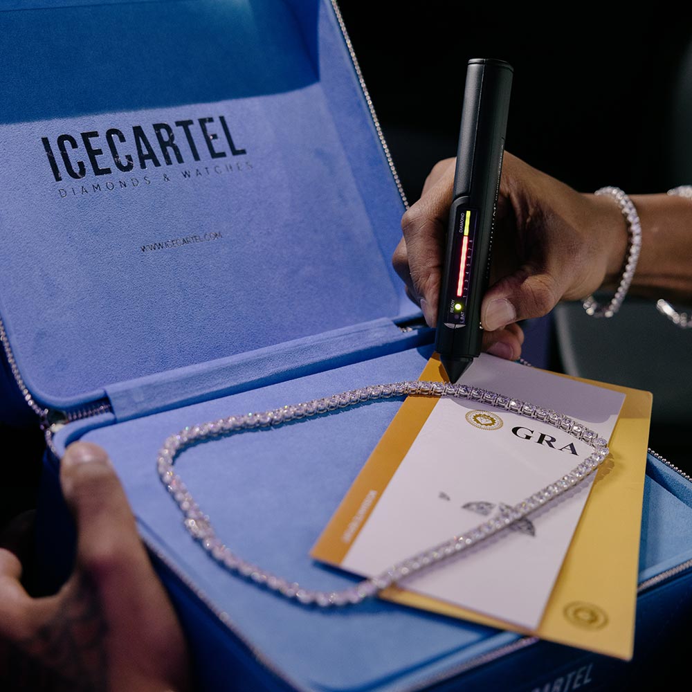 icecartel moissanite silver tennis chain passes diamond tester