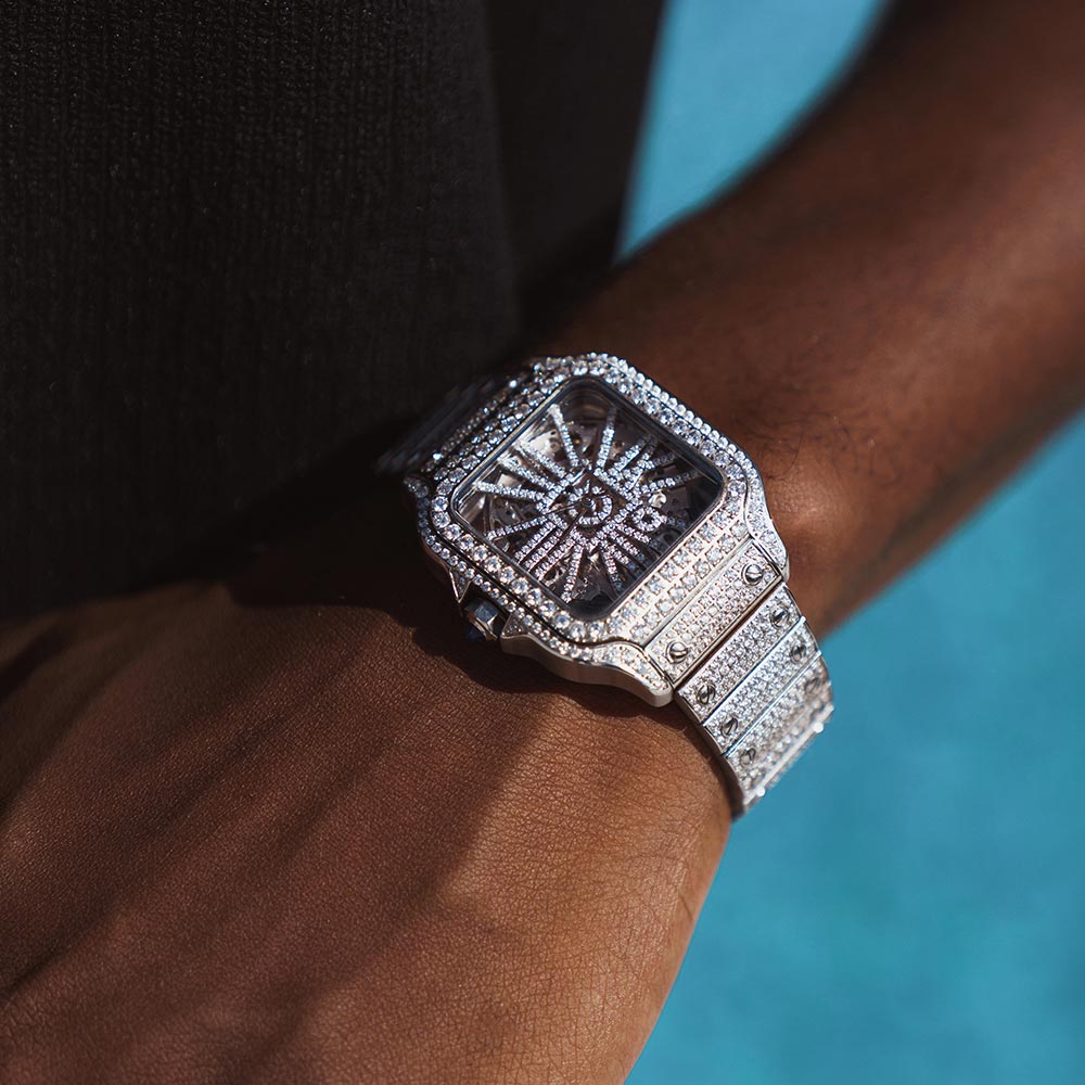 icecartel moissanite skeleton watch mens model