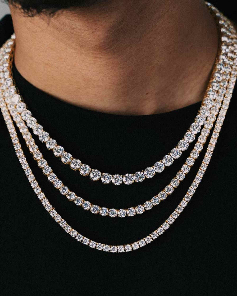 S925 Silver Moissanite Tennis Chain 14K Gold (ALL SIZES)