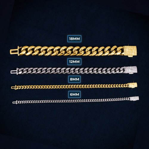 Cuban Link Bracelet with Iced Clasp 14K Gold (ALL SIZES)