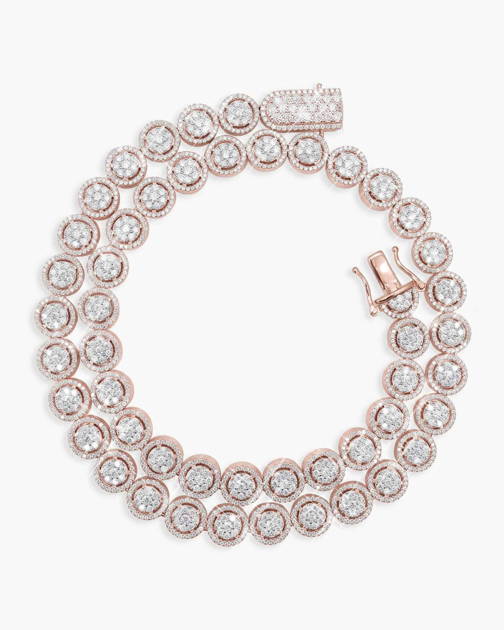 10MM Iced Out Bezel Set Tennis Chain 14K Gold - Rose Gold