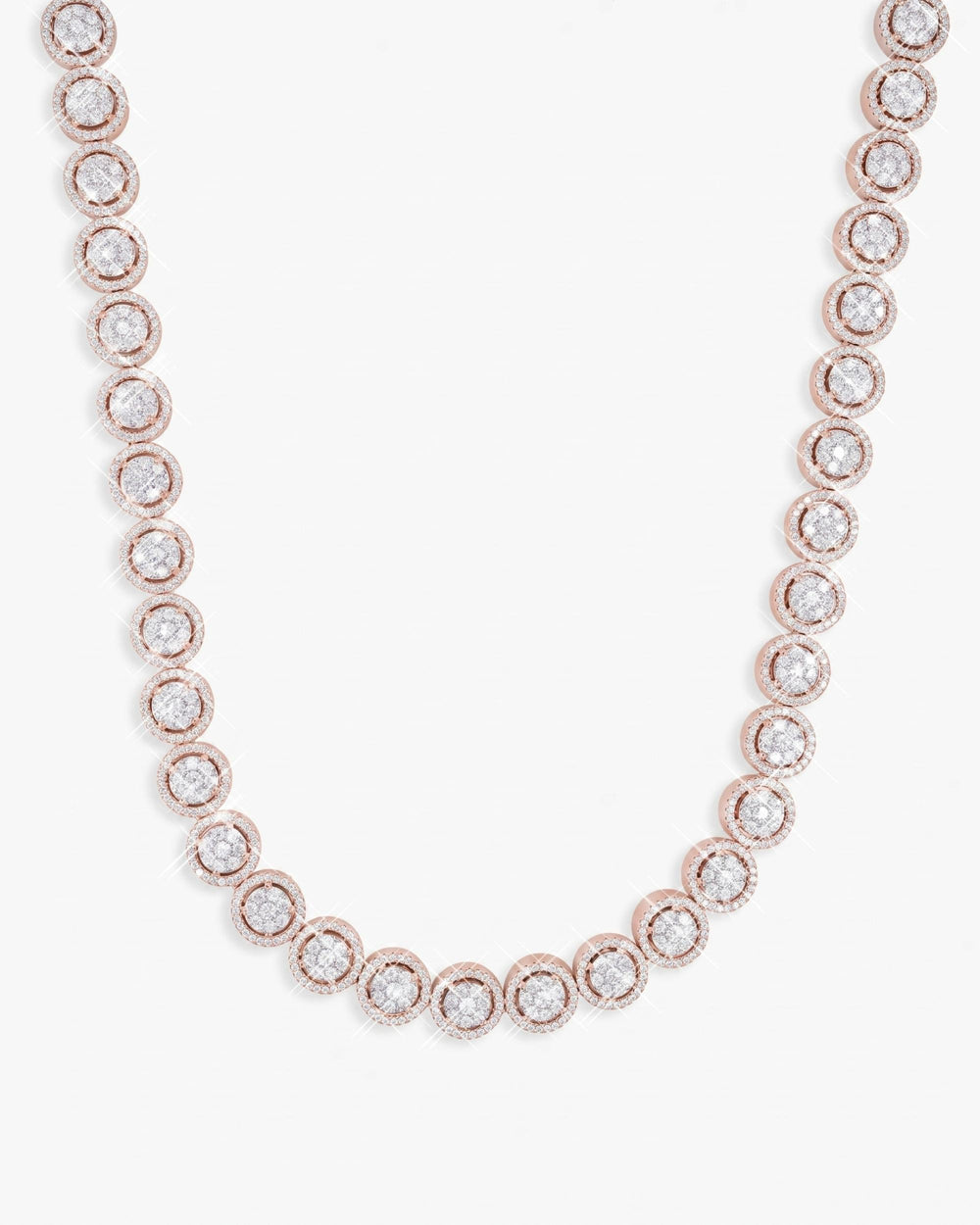 10MM Iced Out Bezel Set Tennis Chain 14K Gold - Rose Gold