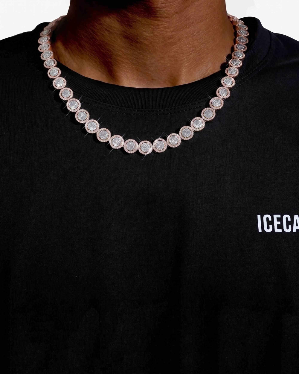 10MM Iced Out Bezel Set Tennis Chain 14K Gold - Rose Gold