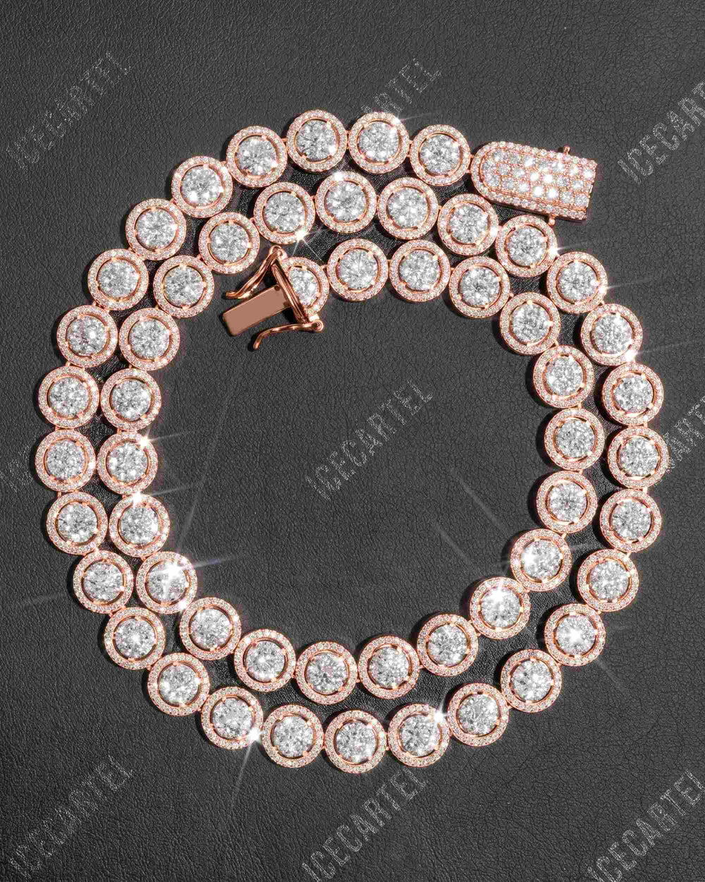 10MM Iced Out Bezel Set Tennis Chain 14K Gold - Rose Gold
