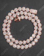 10MM Iced Out Bezel Set Tennis Chain 14K Gold - Rose Gold