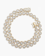 10MM Iced Out Bezel Set Tennis Chain 14K Gold - Yellow Gold