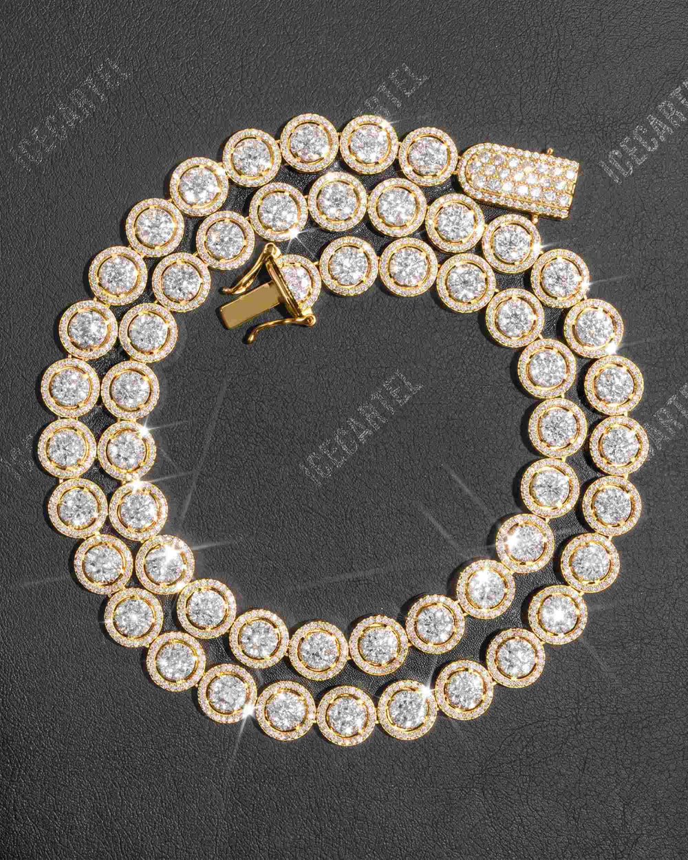 10MM Iced Out Bezel Set Tennis Chain 14K Gold - Yellow Gold