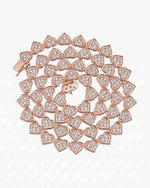 8.5MM Iced Out Cluster Heart Chain 14K Gold - Rose Gold
