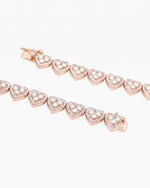 8.5MM Iced Out Cluster Heart Chain 14K Gold - Rose Gold