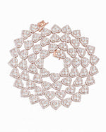 8.5MM Iced Out Cluster Heart Chain 14K Gold - Rose Gold
