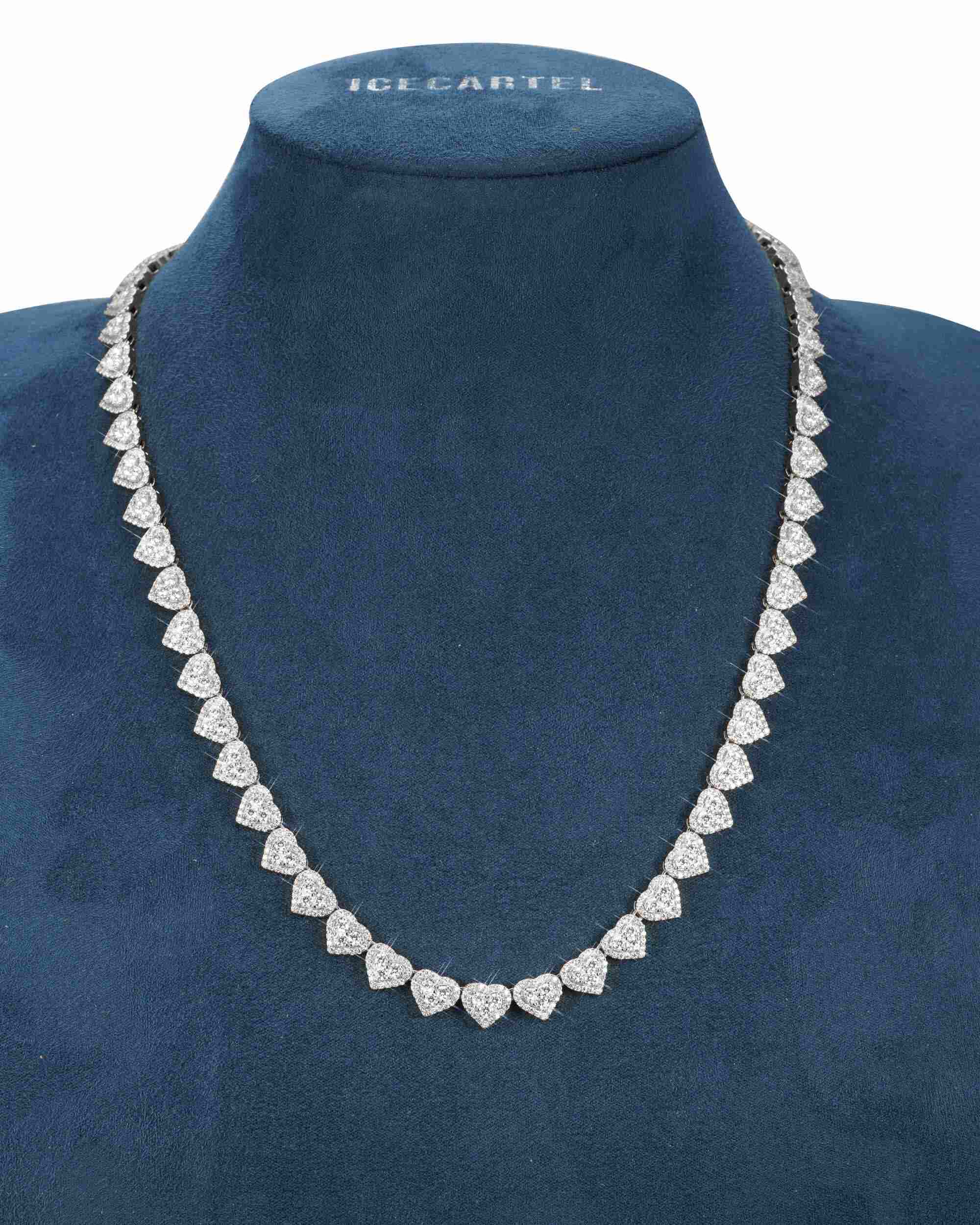 Iced Out Cluster Heart Chain 14K Gold - 10MM