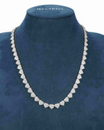 8.5MM Iced Out Cluster Heart Chain 14K Gold - White Gold