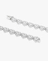 8.5MM Iced Out Cluster Heart Chain 14K Gold - White Gold