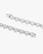 8.5MM Iced Out Cluster Heart Chain 14K Gold - White Gold
