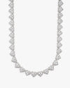 8.5MM Iced Out Cluster Heart Chain 14K Gold - White Gold