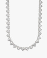 8.5MM Iced Out Cluster Heart Chain 14K Gold - White Gold