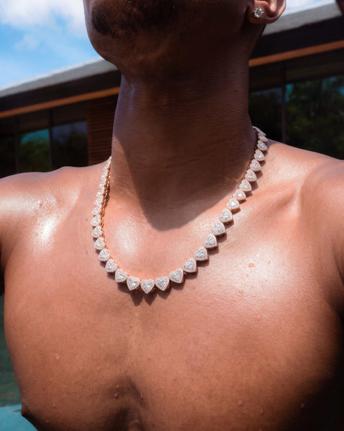 iced out cluster heart chain icecartel white model lifestyle