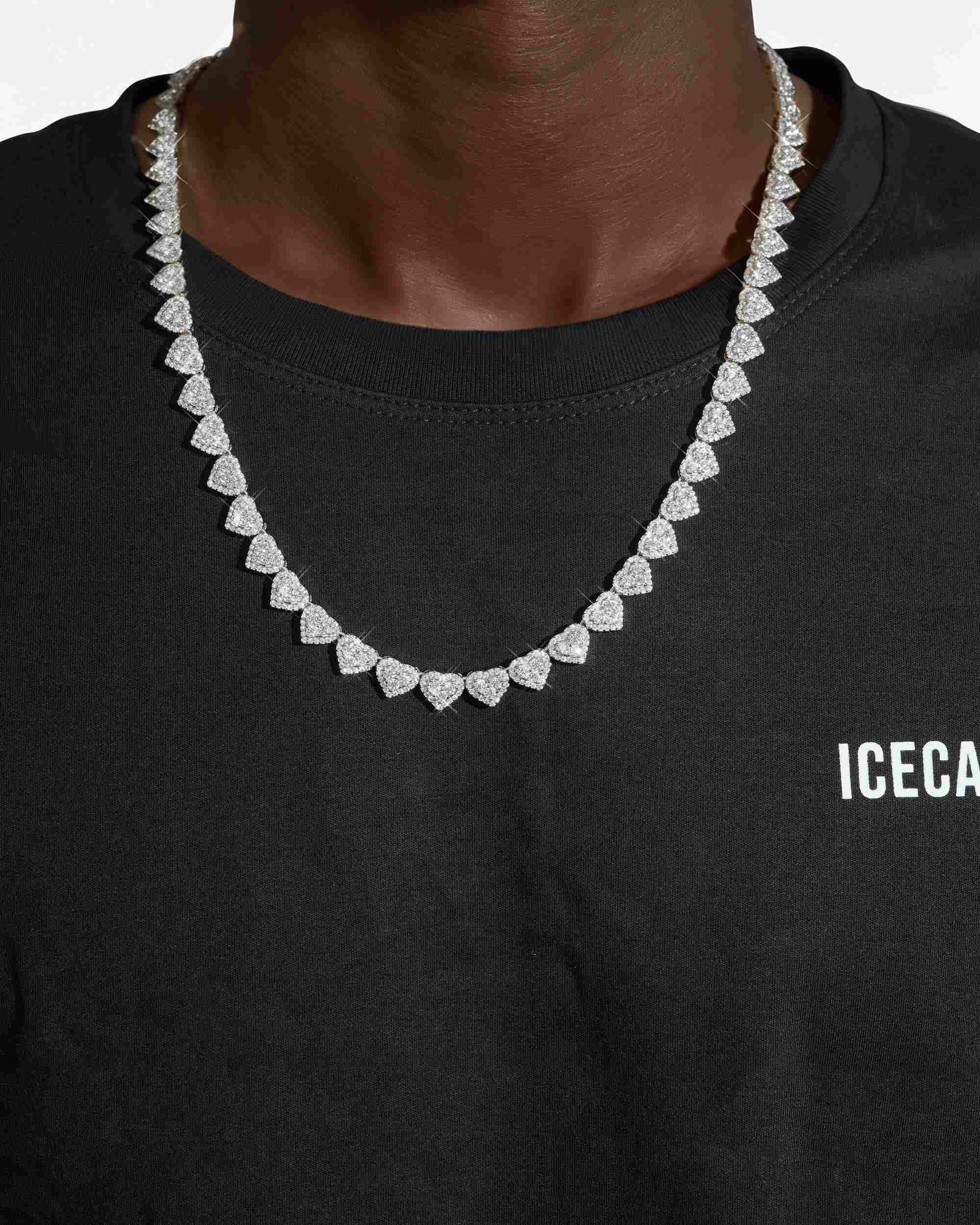 Iced Out Cluster Heart Chain 14K Gold - 10MM