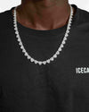 8.5MM Iced Out Cluster Heart Chain 14K Gold - White Gold