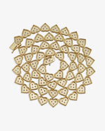 8.5MM Iced Out Cluster Heart Chain 14K Gold - Yellow Gold