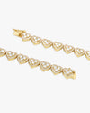 8.5MM Iced Out Cluster Heart Chain 14K Gold - Yellow Gold
