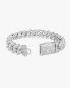 15MM Moissanite Clustered Cuban Link Bracelet 14K Gold - White Gold