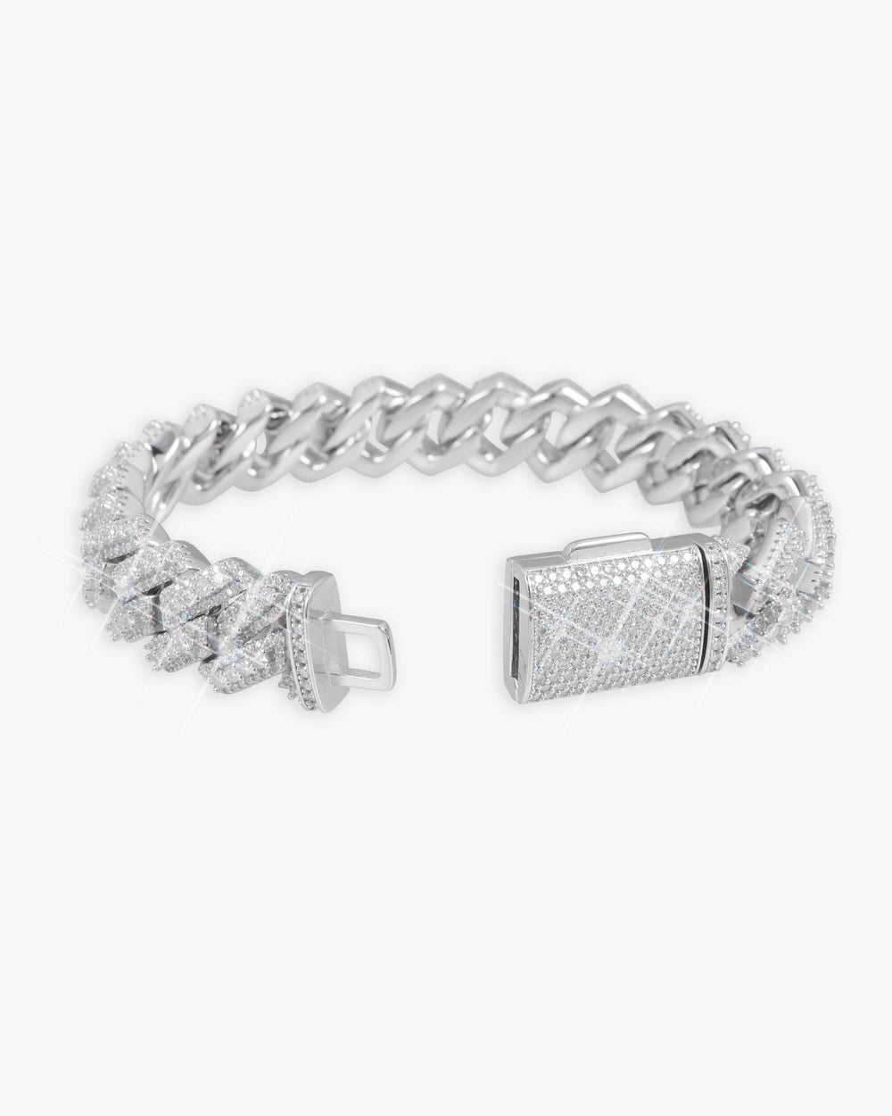 iced out halo cluster cuban link bracelet 14k gold 15mm icecartel lock