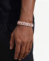15MM Moissanite Clustered Cuban Link Bracelet 14K Gold - Rose Gold