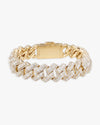 15MM Moissanite Clustered Cuban Link Bracelet 14K Gold - Yellow Gold
