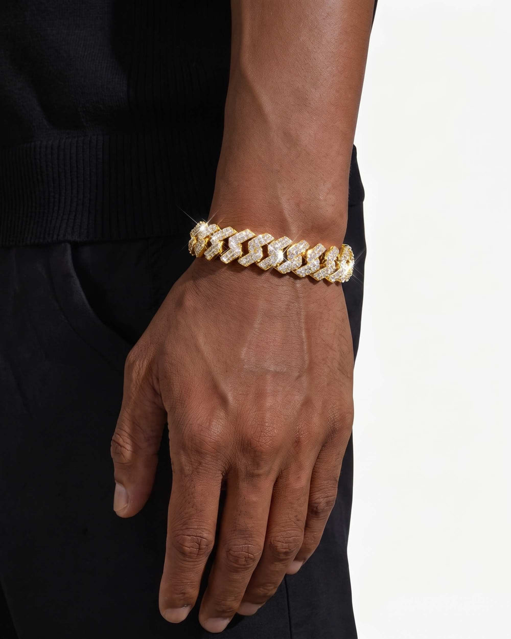 iced out halo cluster cuban link bracelet 14k gold 15mm icecartel yellow model