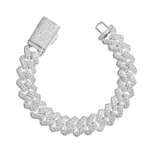 Iced out halo cluster cuban link bracelet 15MM TOP1