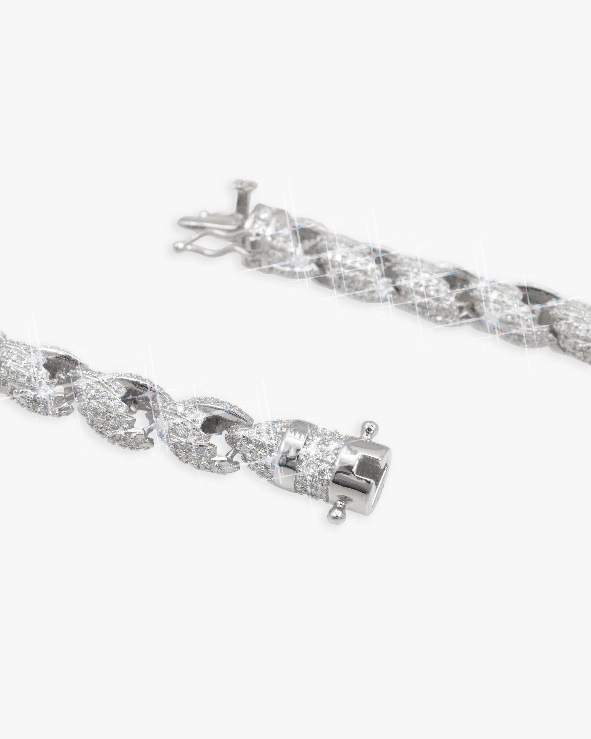 Bracciale Iced-Out In Argento 925 Cavo – Hollow Rope 8 Mm Placcato Oro - Made In Italy 22 Cm