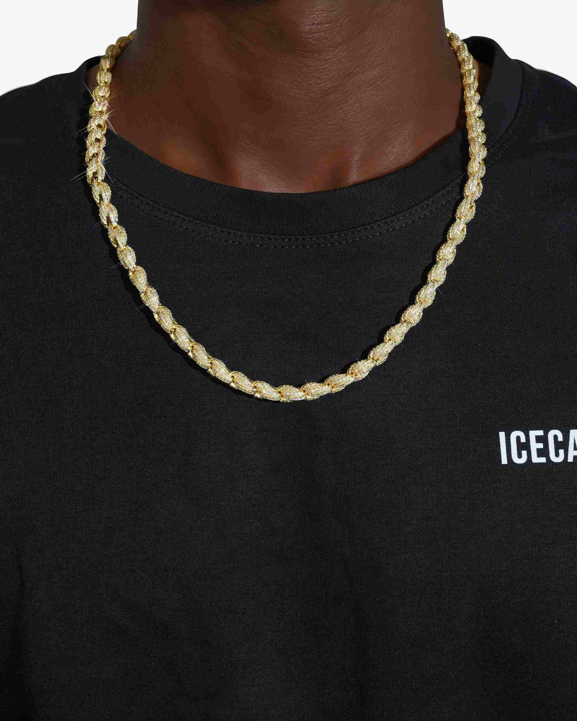 7MM Iced Out Rope Chain - 925 Silver - 14K Gold - IceCartel™