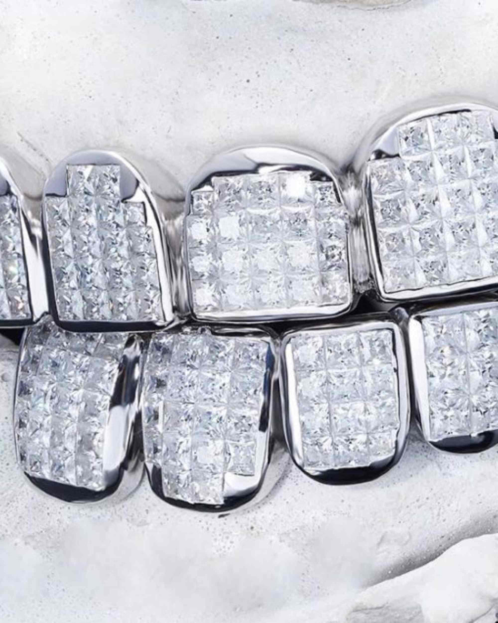 invisible set princess cut moissanite grillz closeup px