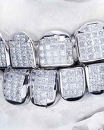 Invisible Set Princess Cut Moissanite Diamond Grillz - White Gold