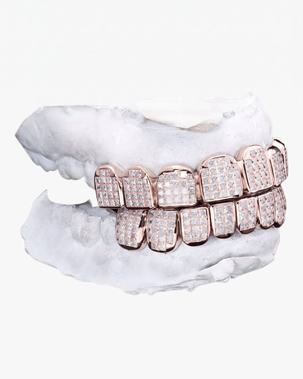 Invisible Set Princess Cut Moissanite Diamond Grillz - Rose Gold