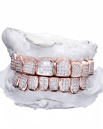 Invisible Set Princess Cut Moissanite Diamond Grillz - Rose Gold