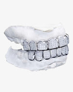 Invisible Set Princess Cut Moissanite Diamond Grillz - White Gold