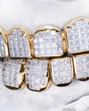 Invisible Set Princess Cut Moissanite Diamond Grillz - Yellow Gold