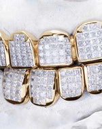 Invisible Set Princess Cut Moissanite Diamond Grillz - Yellow Gold