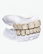 Invisible Set Princess Cut Moissanite Diamond Grillz - Yellow Gold