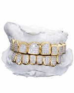 Invisible Set Princess Cut Moissanite Diamond Grillz - Yellow Gold