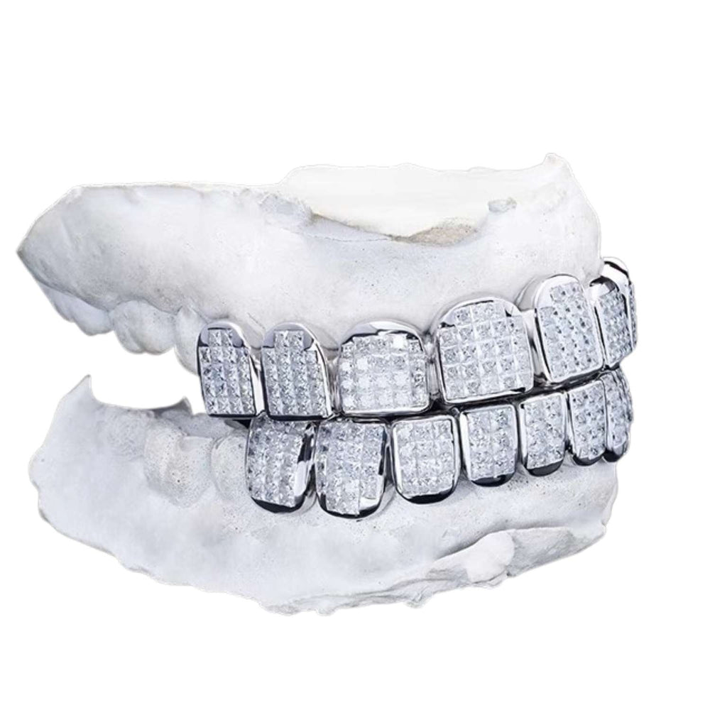 Invisible Set Princess Cut Moissanite Grillz Closeup icecartel