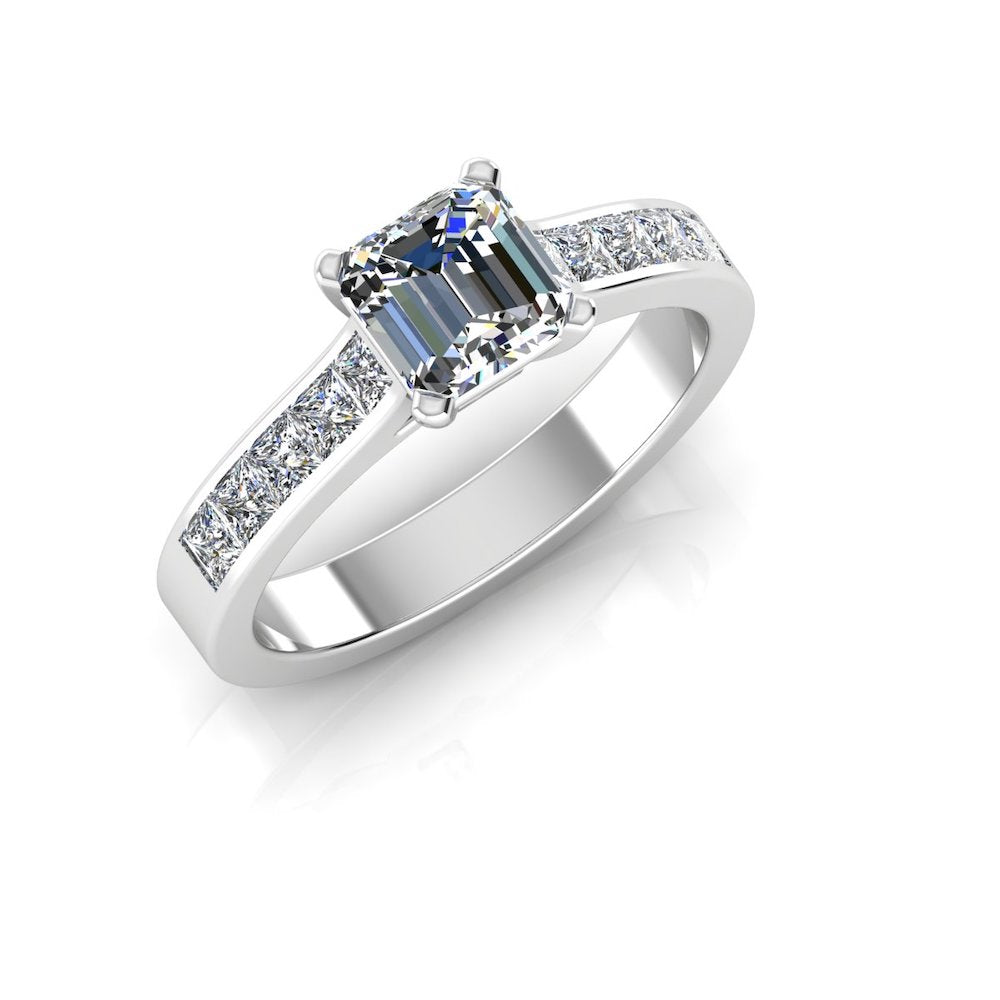 Invisible Set Radiant Cut Moissanite Engagement Ring