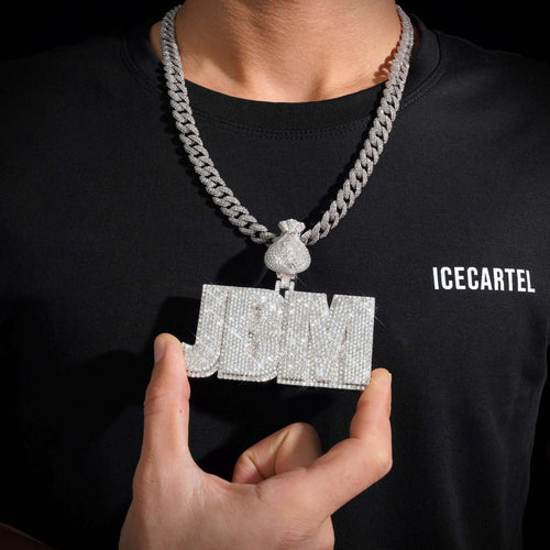 jbm custom name moissanite pendant 14k gold icecartel model